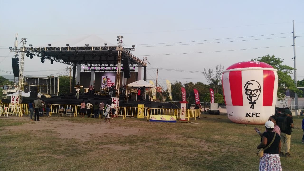 15 ft inflatable KFC bucket at an outdoor concert